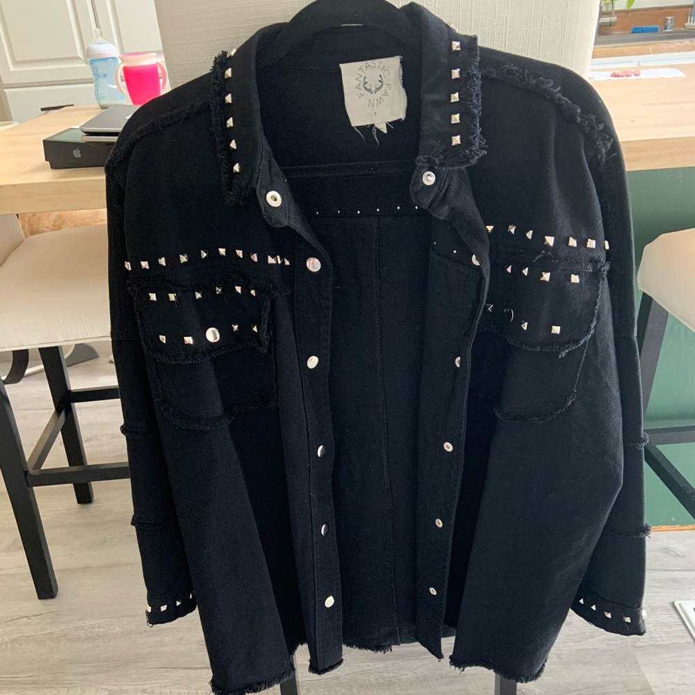 Studded denim Shacket